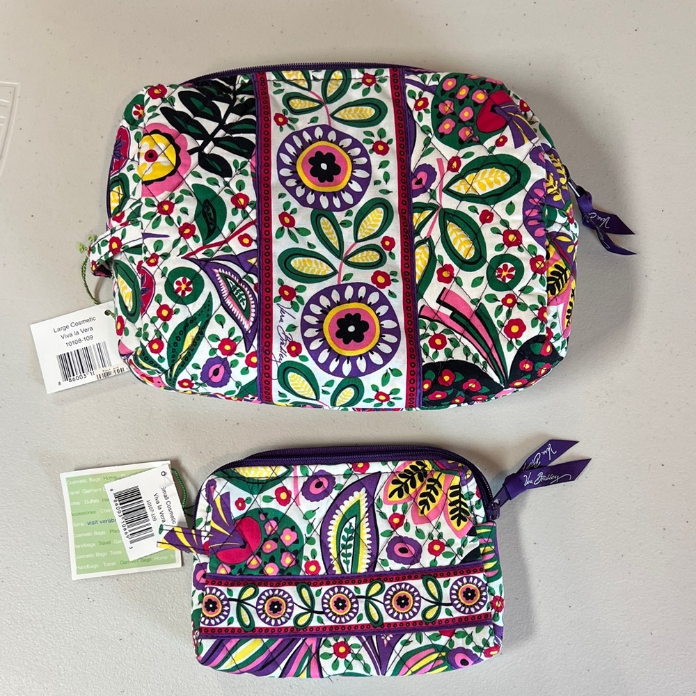 Vera Bradley Viva La Vera Small & Large Cosmetic Bags NEW